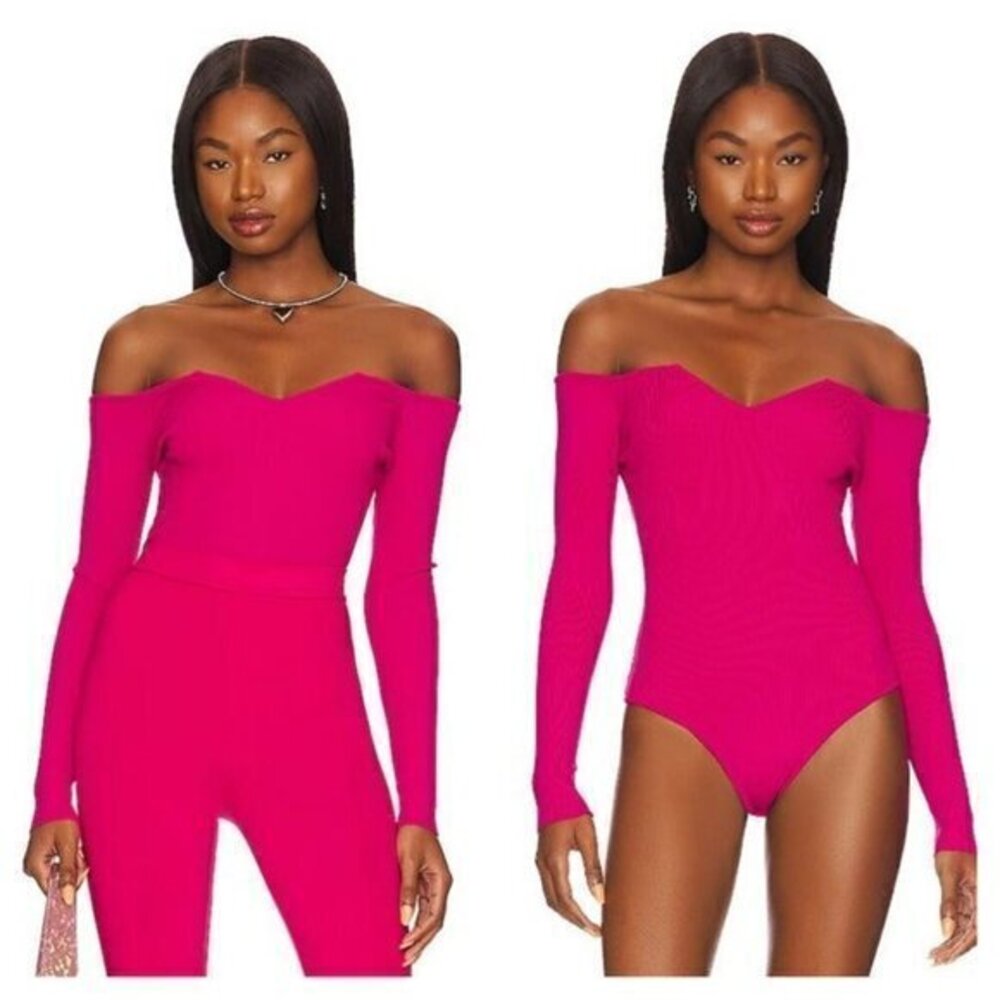 Superdown Ashton V Neck Bodysuit - Fuchsia